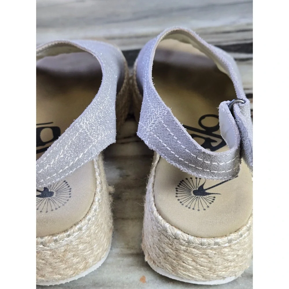 OTBT Marisol Silver Metallic Platform Espadrille Wedge Sandals Womens 8.5 M